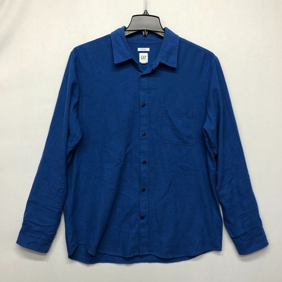 Gap Men Untucked Long Sleeve Button Up Shirt Size Extra Large Blue M122 -10 - Picture 1 of 13